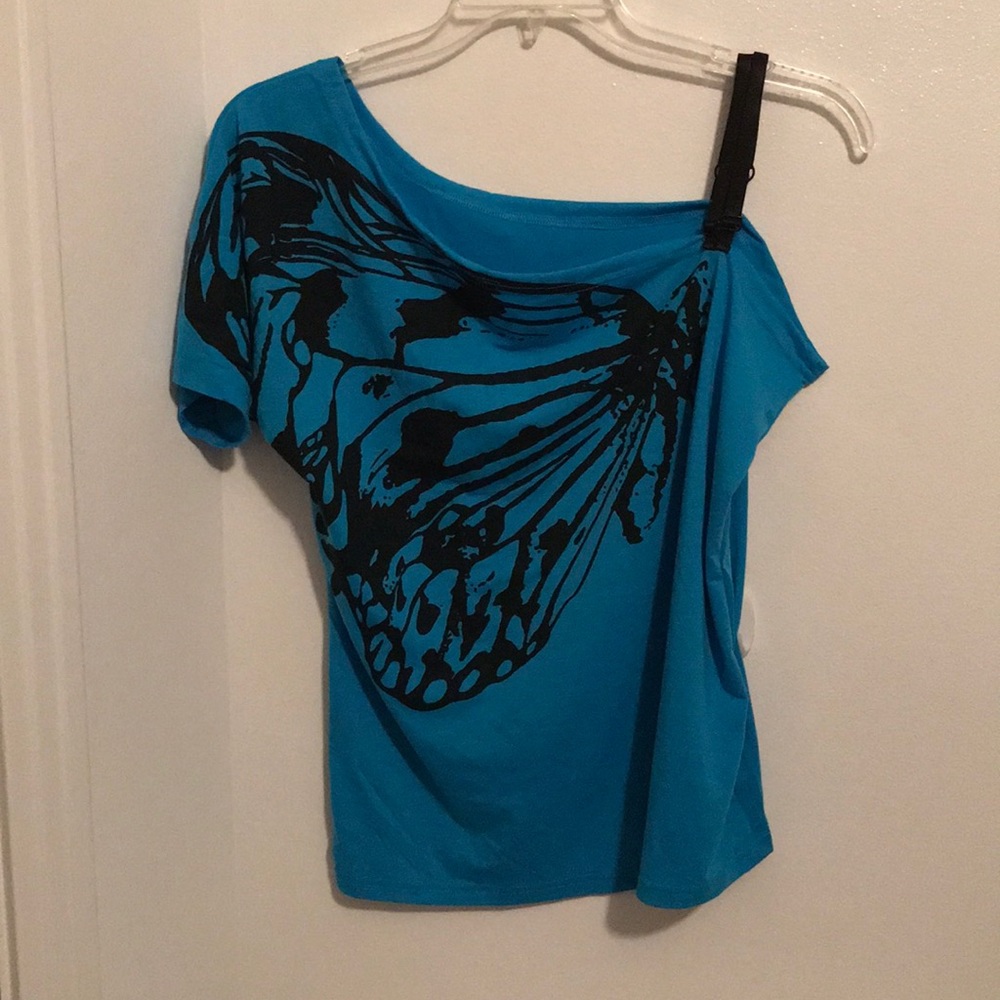 Blue butterfly shirt